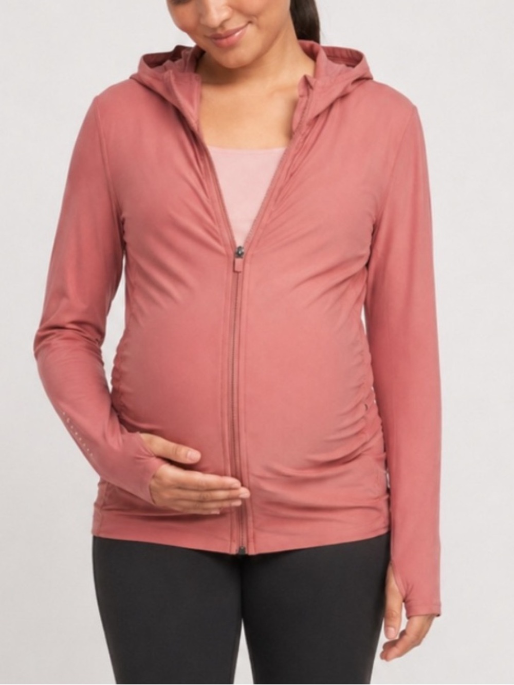 Old Navy Maternity Jacket PowerSoft Zip Up Hooded Activewear Pink Athleisure - M
